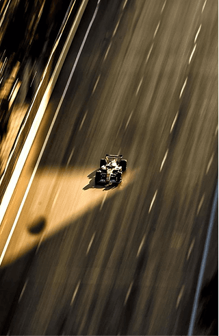 A racing car panned at speed