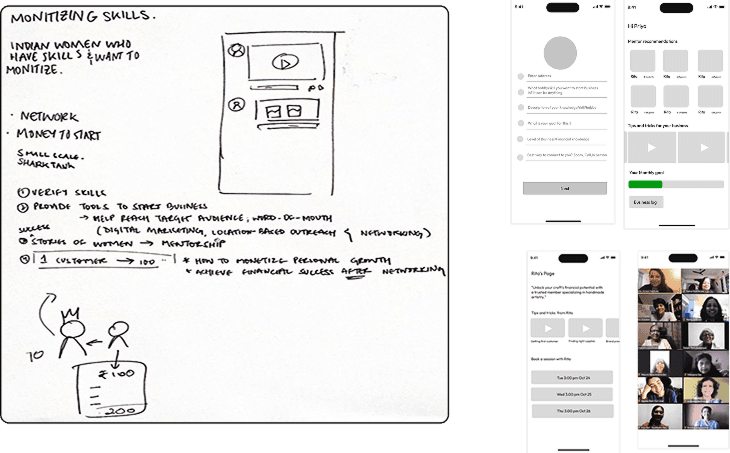 Monetizing Skills — sketches and mockups