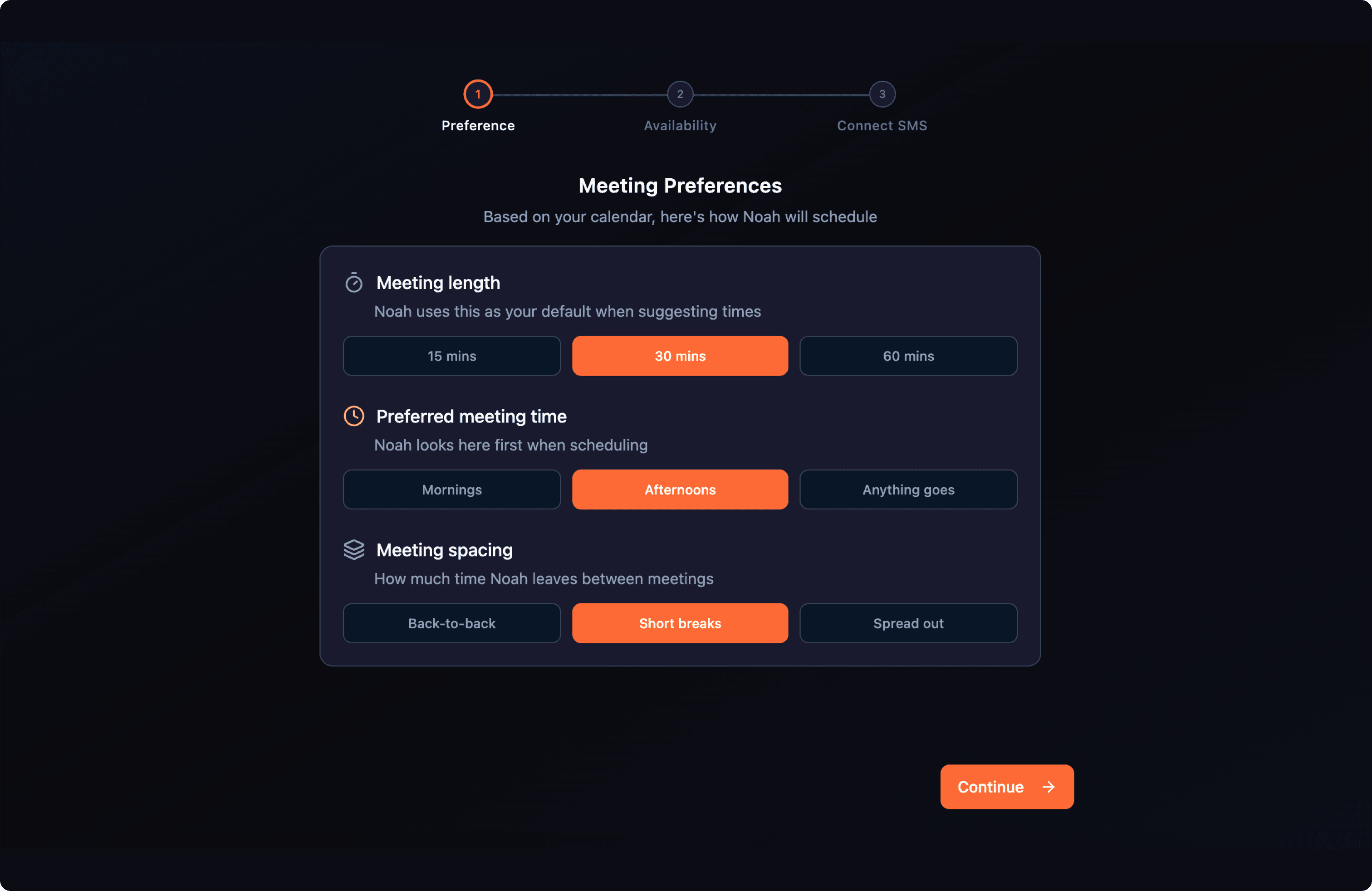Meeting preferences