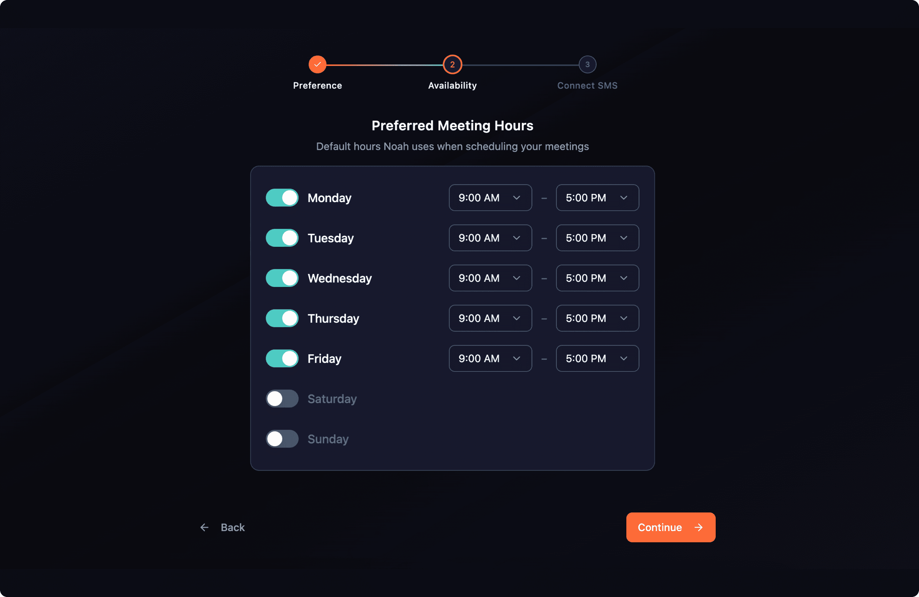 Preferred meeting hours